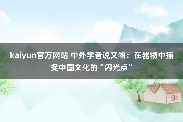 kaiyun官方网站 中外学者说文物：在器物中捕捉中国文化的“闪光点”
