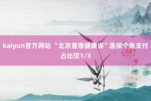 kaiyun官方网站 “北京普惠健康保”医保个账支付占比仅1/3