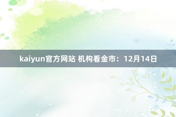 kaiyun官方网站 机构看金市：12月14日