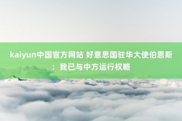 kaiyun中国官方网站 好意思国驻华大使伯恩斯：我已与中方运行权略