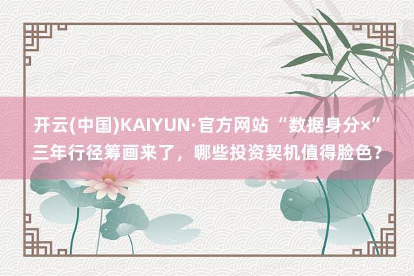 开云(中国)KAIYUN·官方网站 “数据身分×”三年行径筹画来了，哪些投资契机值得脸色？