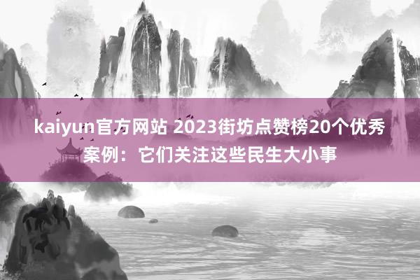 kaiyun官方网站 2023街坊点赞榜20个优秀案例：它们关注这些民生大小事