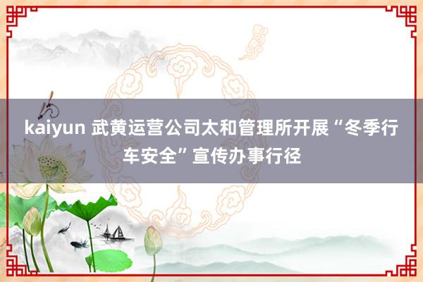 kaiyun 武黄运营公司太和管理所开展“冬季行车安全”宣传办事行径