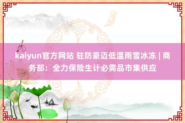 kaiyun官方网站 驻防豪迈低温雨雪冰冻 | 商务部：全力保险生计必需品市集供应