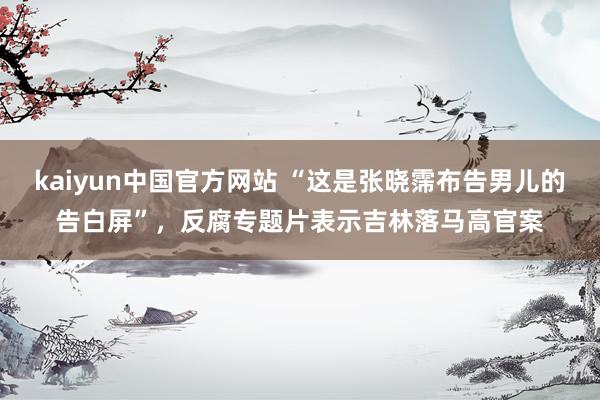 kaiyun中国官方网站 “这是张晓霈布告男儿的告白屏”，反腐专题片表示吉林落马高官案