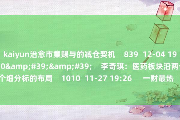 kaiyun治愈市集赐与的减仓契机    839  12-04 19:58     02&#39;30&#39;&#39;    李奇琪：医药板块沿两个细分标的布局    10