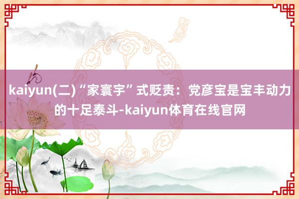 kaiyun(二)“家寰宇”式贬责：党彦宝是宝丰动力的十足泰斗-kaiyun体育在线官网