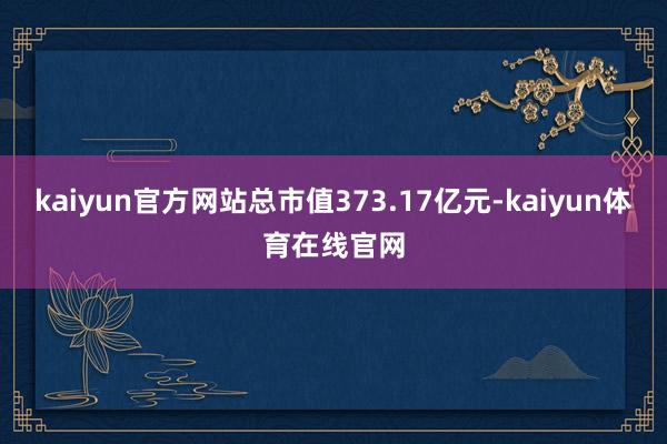 kaiyun官方网站总市值373.17亿元-kaiyun体育在线官网