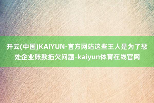 开云(中国)KAIYUN·官方网站这些王人是为了惩处企业账款拖欠问题-kaiyun体育在线官网