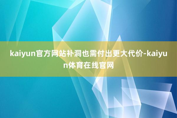 kaiyun官方网站补洞也需付出更大代价-kaiyun体育在线官网