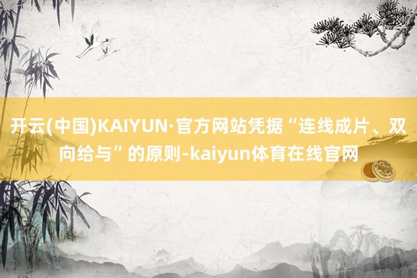 开云(中国)KAIYUN·官方网站凭据“连线成片、双向给与”的原则-kaiyun体育在线官网