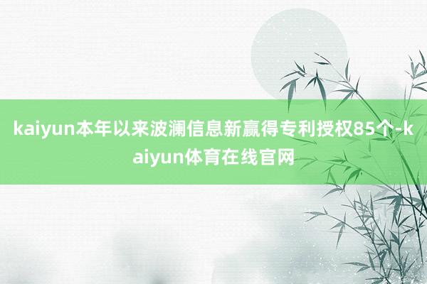 kaiyun本年以来波澜信息新赢得专利授权85个-kaiyun体育在线官网